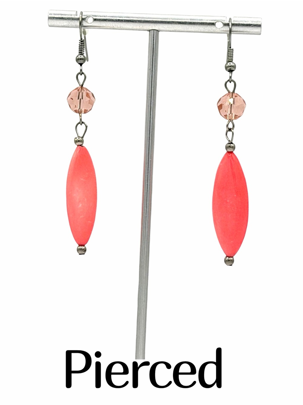 Melon Pink Long Pierced Dangle earrings Jewelry